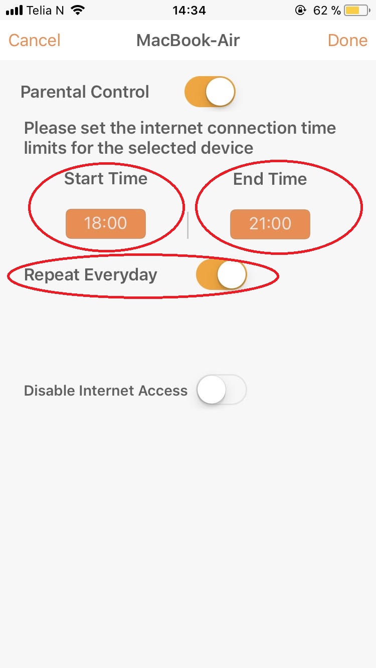 parental control airties wifi skjermdump