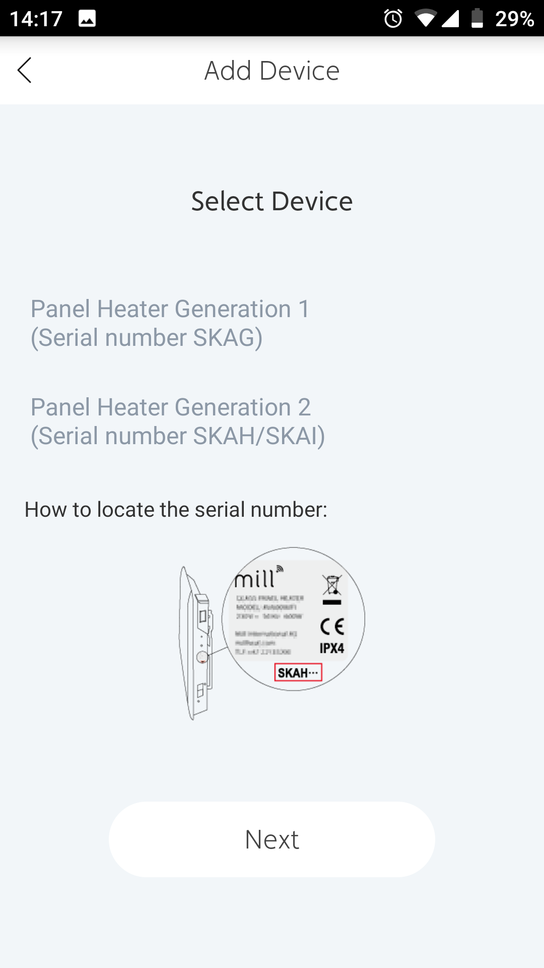 Select your model from the options displayed