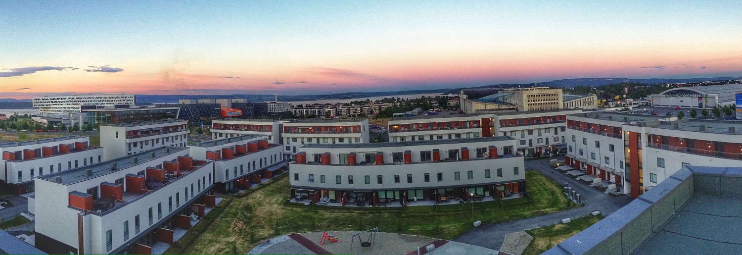 The Hagebyen housing cooperatives are situated at Fornebu, outside of Oslo, Norway.