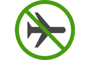 Airplane with green block sign