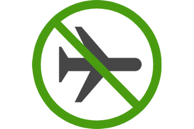 Airplane with green block sign