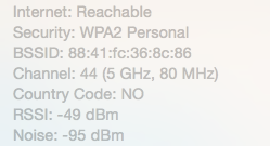 Screenshot Mac signal strength check