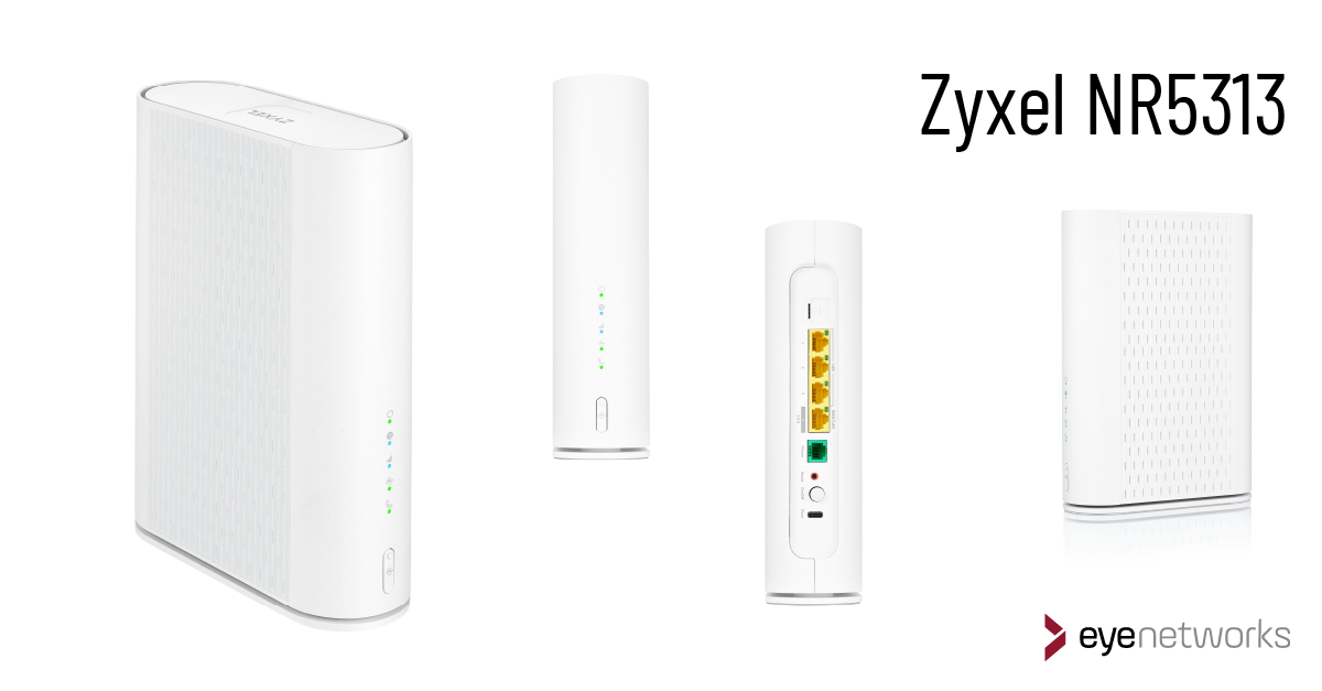 Product images of Zyxel NR5313 sampled together on a white background. Logo from Eye Networks